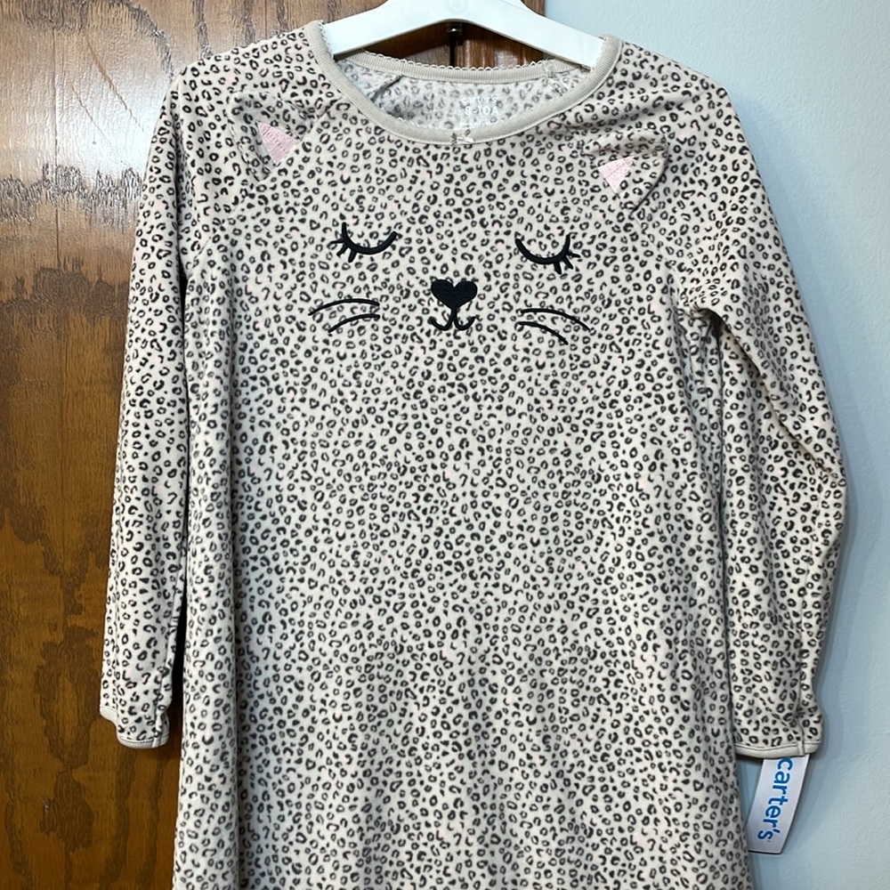 CARTER'S NWT Girls Size 8-10 Leopard Fleece Nightgown Animal Print Long Sleeve - Picture 4 of 12